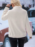 Half Zip Long Sleeve Furry Sweatshirt - Trendsi - Flyclothing LLC