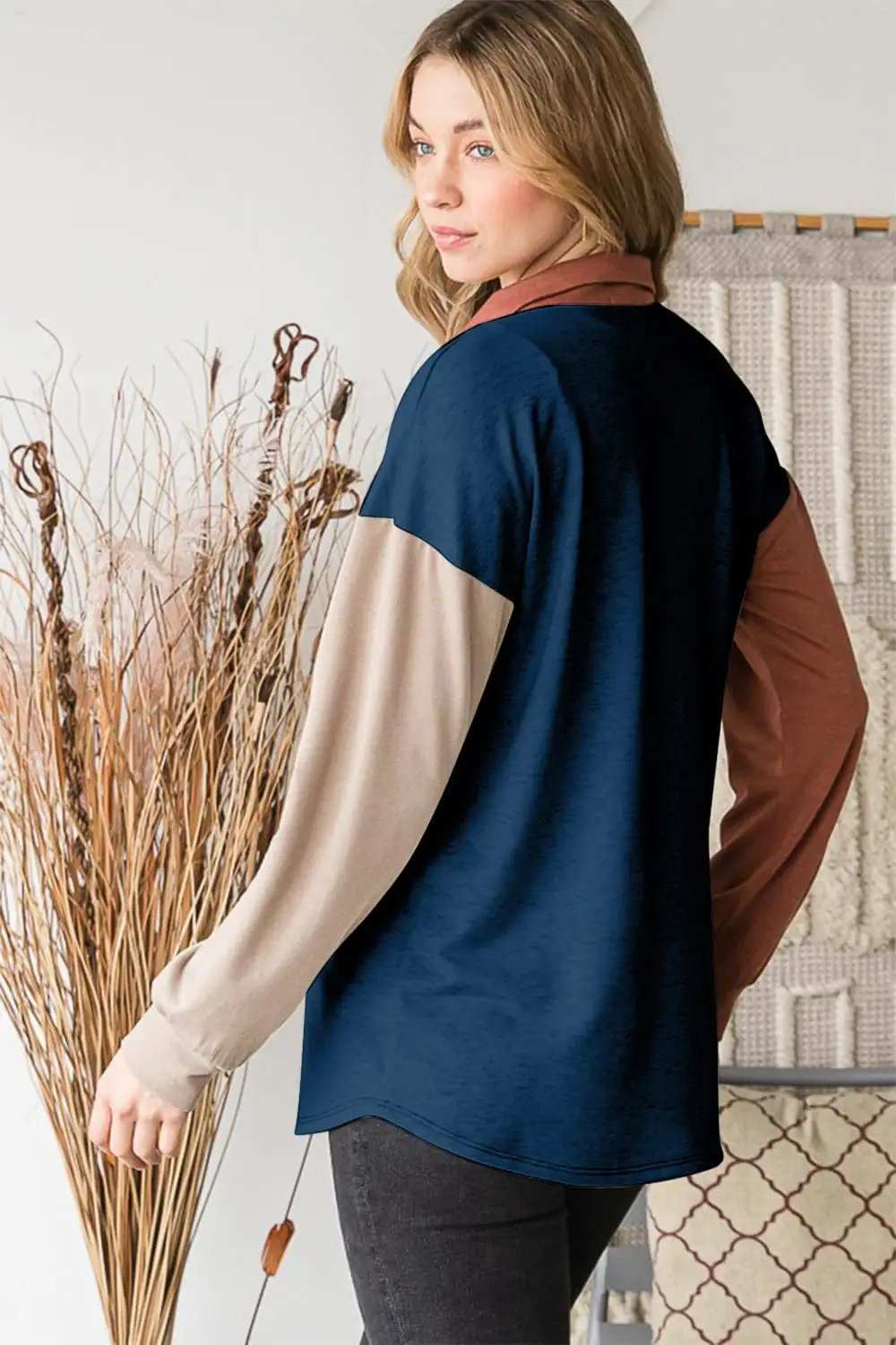 Heimish Full Size Color Block Button Down Shirt - Trendsi - Flyclothing LLC