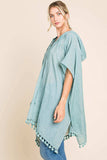 Cotton Bleu by Nu Label Tassel Hem Hooded Cover Up - Trendsi - Flyclothing LLC