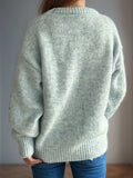 Round Neck Long Sleeve Sweater - Trendsi - Flyclothing LLC