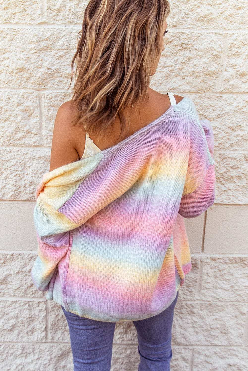 Gradient Open Front Drop Shoulder Cardigan - Trendsi - Flyclothing LLC