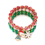 3 Piece Christmas Charm Beaded Bracelet - Trendsi - Flyclothing LLC