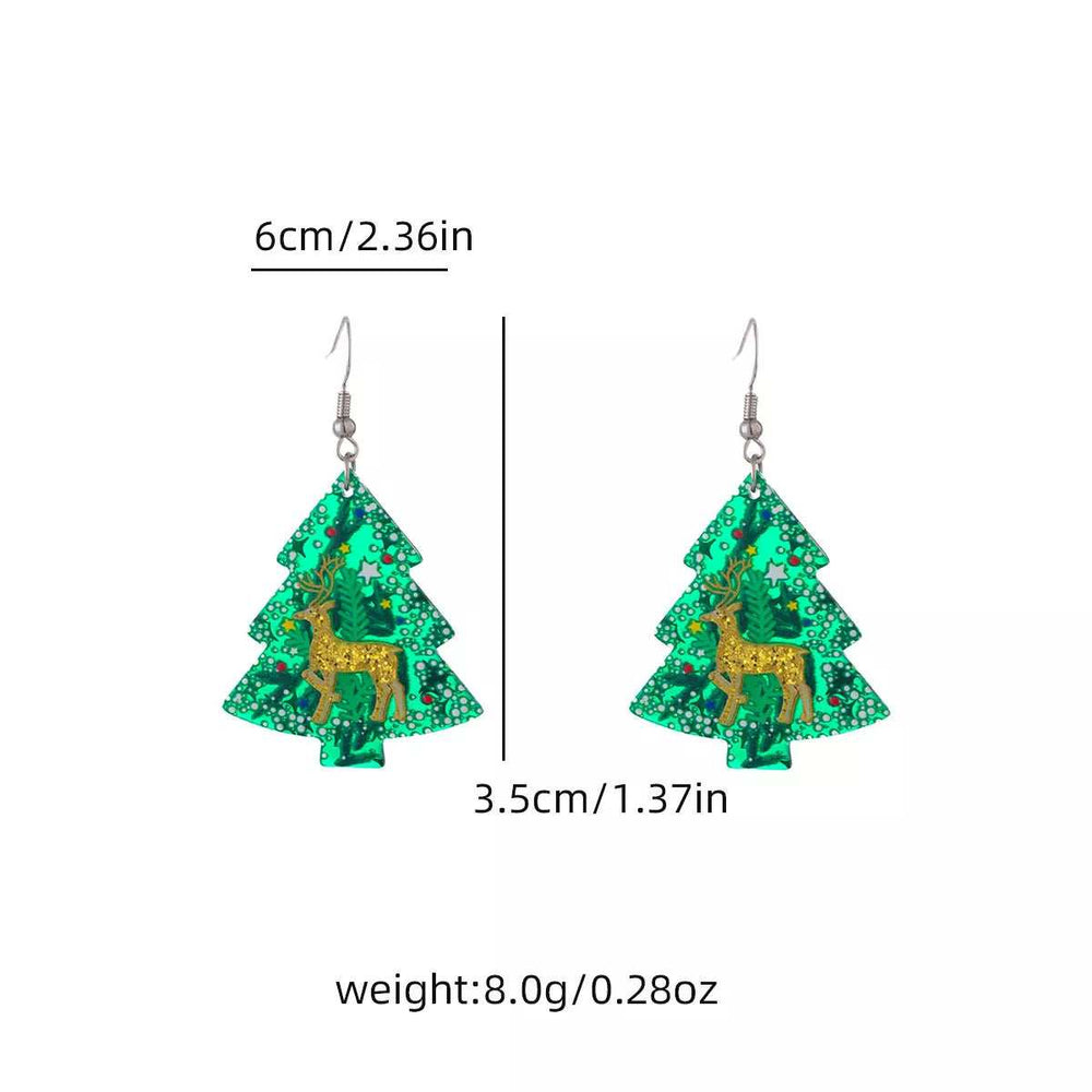 Christmas Tree Glitter Dangle Earrings - Trendsi - Flyclothing LLC