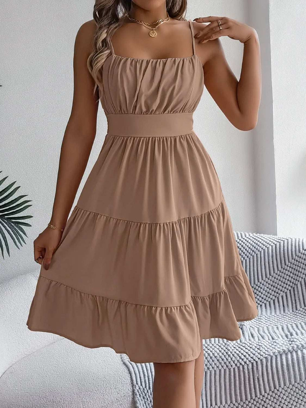 Smocked Back Tiered Cami Dress - Trendsi - Flyclothing LLC