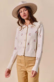 SO ME Collared Floral Embroidered Button Down Sweater Cardigan - Trendsi - Flyclothing LLC