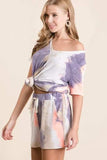 BiBi Tie Dye Terry Shorts with Drawstring - Trendsi - Flyclothing LLC