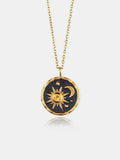 Alloy Inlaid Zircon Sun & Moon Necklace - Trendsi - Flyclothing LLC