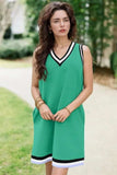 Color Contrast Trim V Neck Shift Sleeveless Mini Dress - Trendsi - Flyclothing LLC