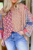 Printed Tie Neck Long Sleeve Blouse - Trendsi - Flyclothing LLC