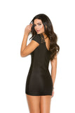 Elegant Moments Black Mini Dress W/ Lace Up Front 8342 - Elegant Moments - Flyclothing LLC