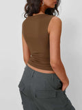 Solid Round Neck Tank - Trendsi - Flyclothing LLC