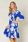 Double Take Full Size Floral Ruffle Hem Smocked Dress with Pockets - Trendsi - Flyclothing LLC
