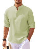 Men's Full Size Half Button Long Sleeve Shirt Plus Size - Trendsi - Flyclothing LLC