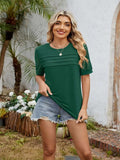 Round Neck Short Sleeve T-Shirt - Trendsi - Flyclothing LLC