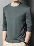 Men's Plus Size Round Neck Long Sleeve T-Shirt - Trendsi - Flyclothing LLC