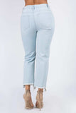 American Bazi High Waist Distressed Raw Hem Jeans - Trendsi - Flyclothing LLC