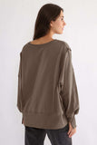 Exposed Seam High-Low Long Sleeve Sweatshirt - Trendsi - Flyclothing LLC