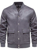 Men's Baseball Collar Snap Down Jacket - Trendsi - Flyclothing LLC