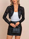 Lace Open Front Long Sleeve Cover Up - Trendsi - Flyclothing LLC