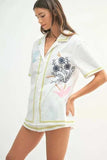 MABLE Embroidered Button Down Shirt and Shorts Set - Trendsi - Flyclothing LLC