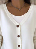 Full Size Button-Front V-Neck Cardigan Plus Size - Trendsi - Flyclothing LLC