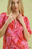 Umgee Tropical Print Puff Sleeve Blouse - Trendsi - Flyclothing LLC