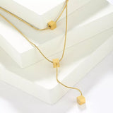 18K Gold-Plated Double Layered Geometric Necklace - Trendsi - Flyclothing LLC