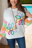 Color Block Round Neck Sweater - Trendsi - Flyclothing LLC