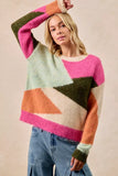 BiBi Multi Color Block Sweater Top - Trendsi - Flyclothing LLC