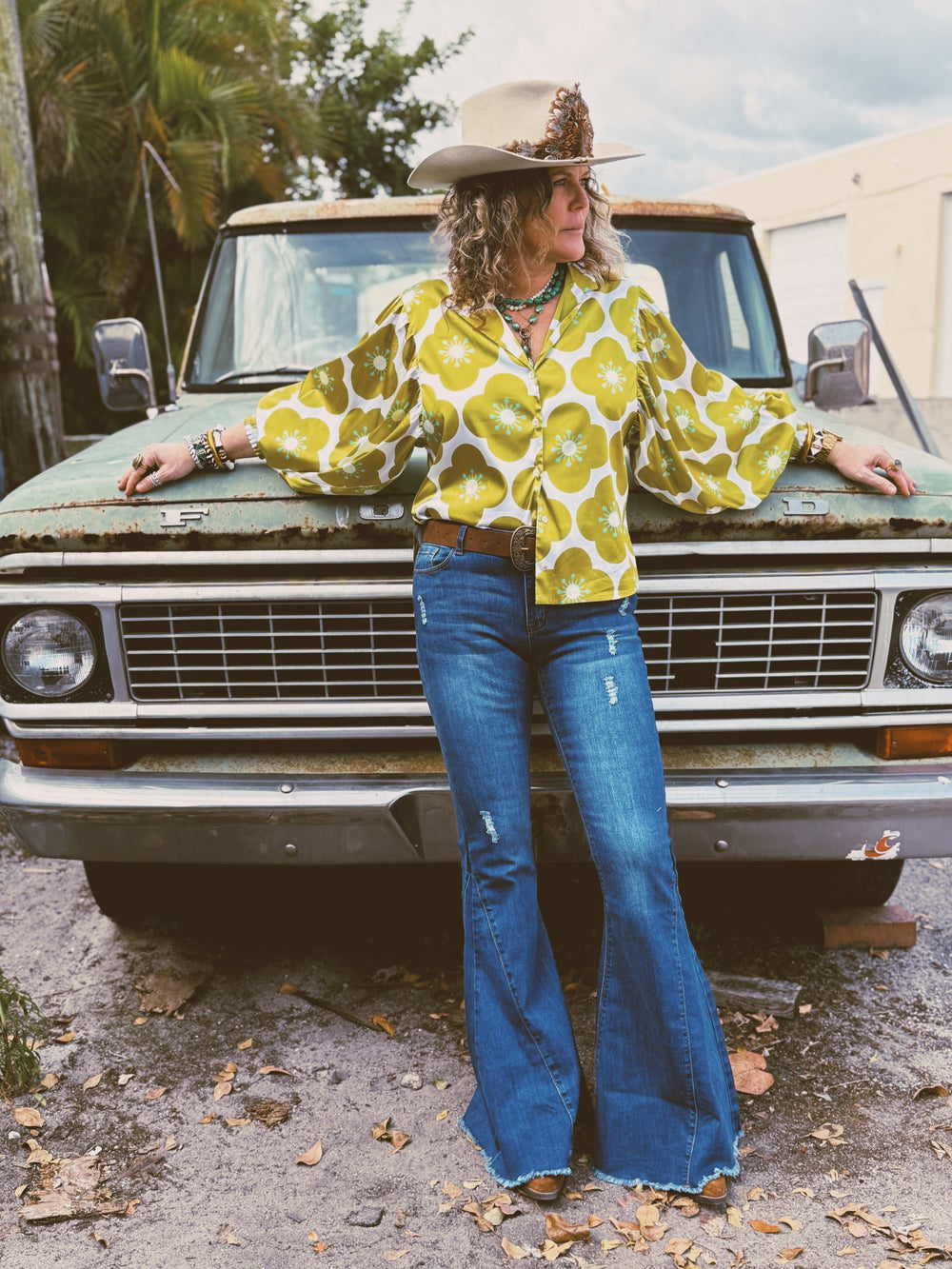 You Got Lucky Balloon Sleeve Button Up Blouse - Lil Bee's Bohemian - Flyclothing LLC