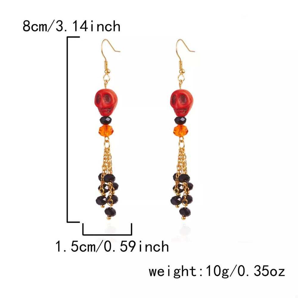 Halloween Skull Beaded Drop Earrings - Trendsi - Flyclothing LLC