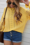 Openwork Round Neck Long Sleeve Sweater - Trendsi - Flyclothing LLC