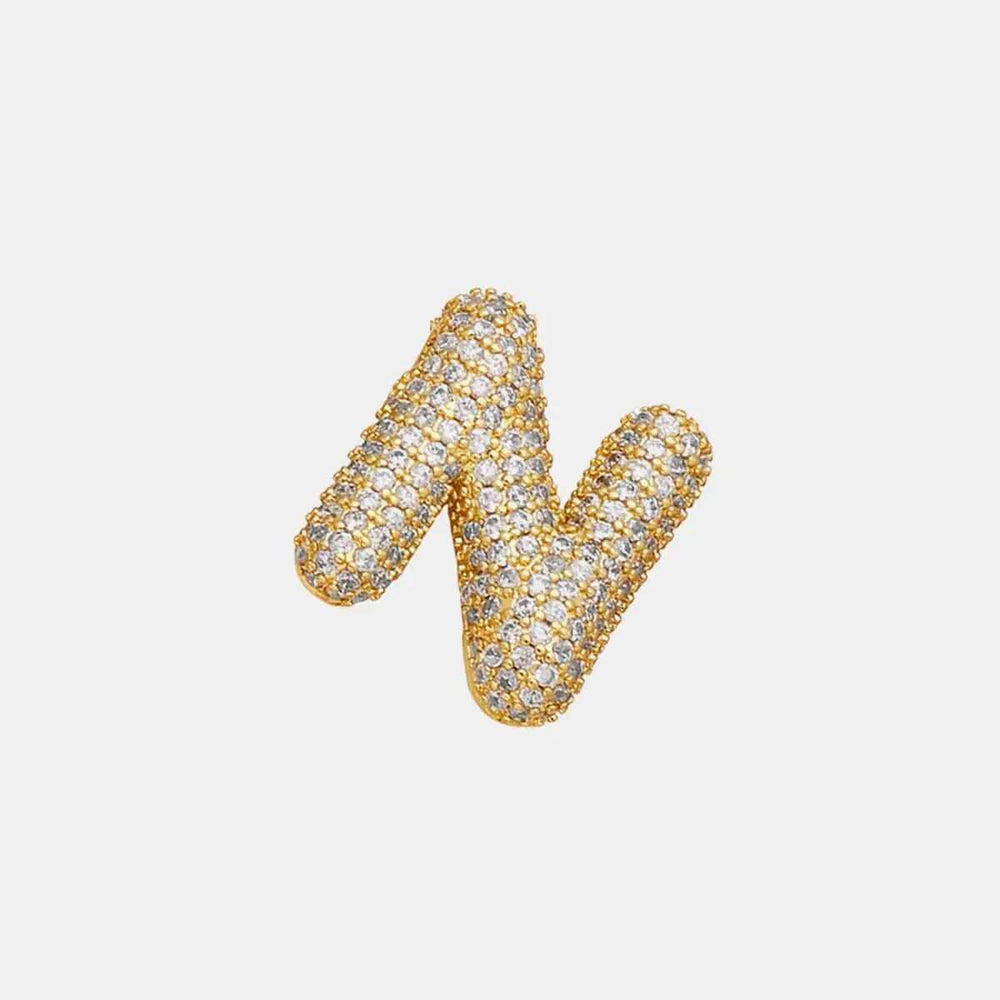 Gold-Plated Inlaid Zircon Letter Necklace - Trendsi - Flyclothing LLC