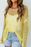 Openwork Round Neck Dropped Shoulder Knit Cover Up - Trendsi - Flyclothing LLC