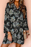 Printed Button Up Three-Quarter Sleeve Shirt Dress - Trendsi - Flyclothing LLC