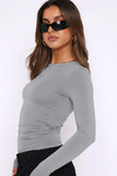 Round Neck Long-Sleeve Top - Trendsi - Flyclothing LLC