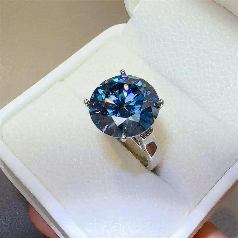 10 Carat 925 Sterling Silver Moissanite Ring - Trendsi - Flyclothing LLC