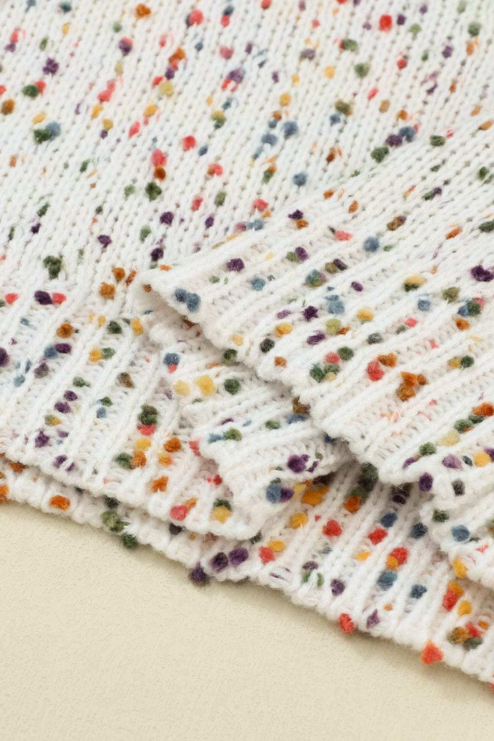 Confetti Round Neck Long Sleeve Sweater - Trendsi - Flyclothing LLC