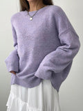 Full Size Cozy Knit Round Neck Oversized Sweater Plus Size - Trendsi - Flyclothing LLC