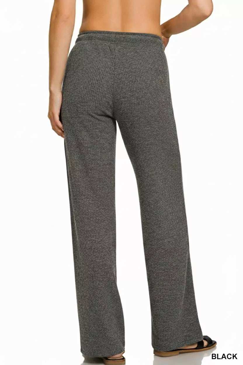 Zenana Ribbed Drawstring Lounge Pants - Trendsi - Flyclothing LLC