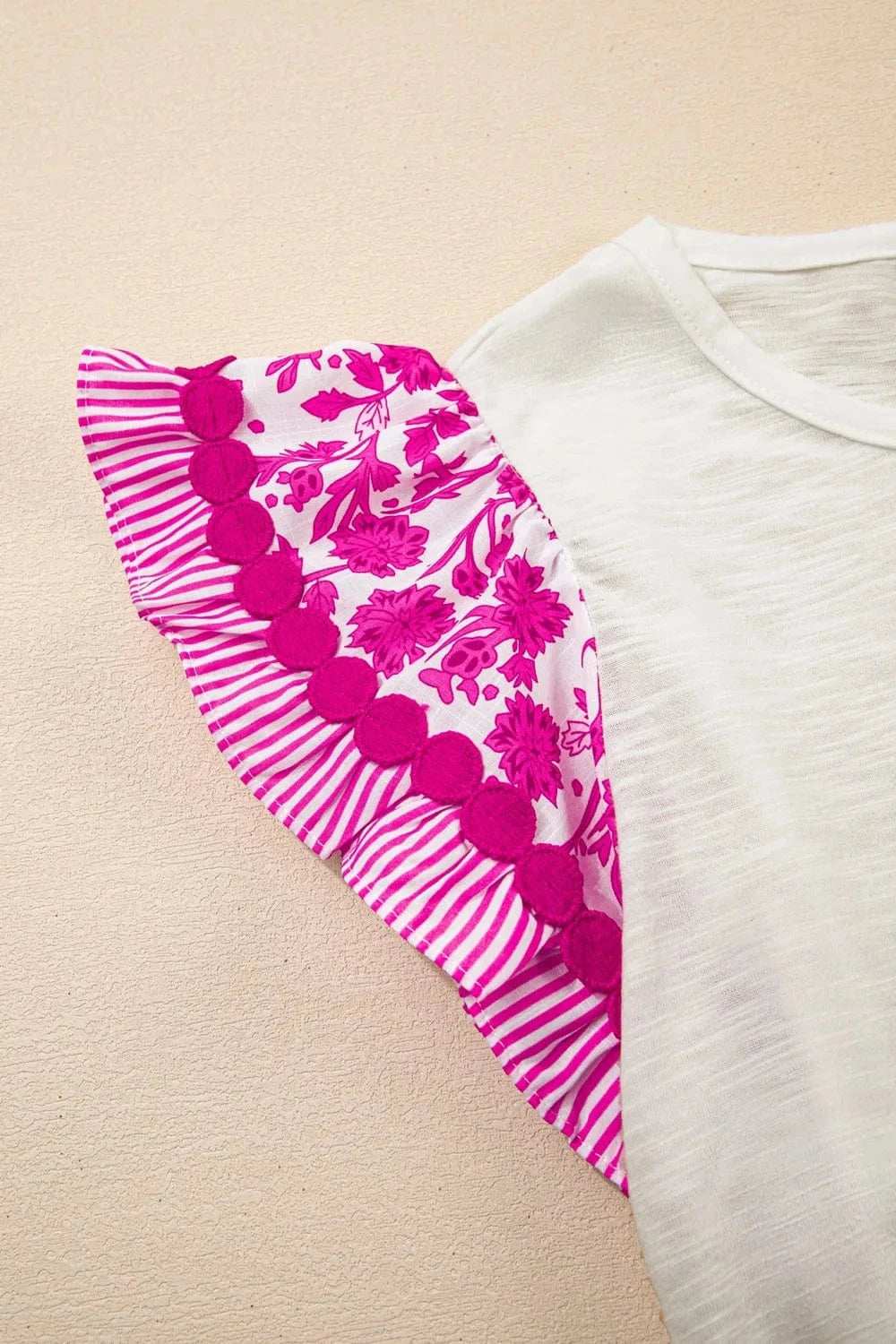 Ruffled Round Neck Cap Sleeve Blouse - Trendsi - Flyclothing LLC