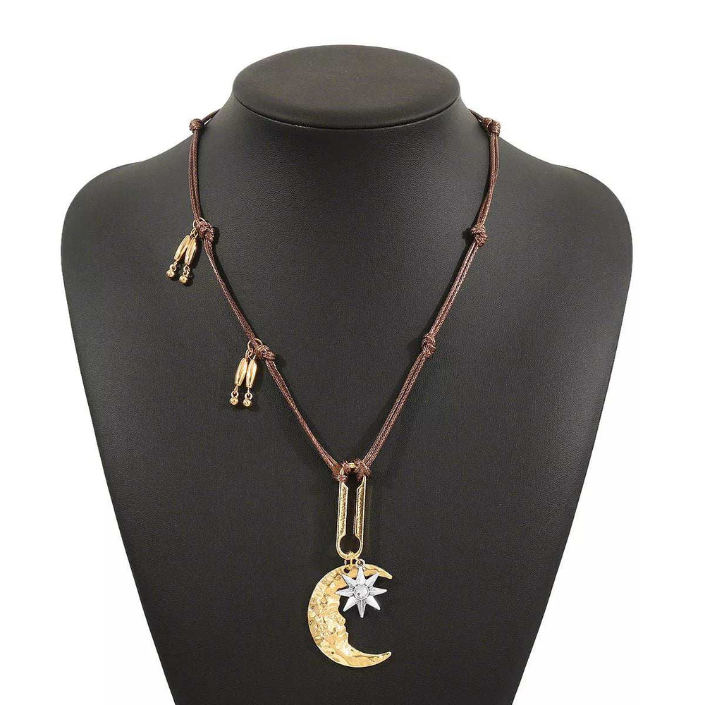 Moon & Sun Pendant Necklace - Trendsi - Flyclothing LLC