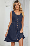 Buttoned Wide Strap Mini Dress - Trendsi - Flyclothing LLC
