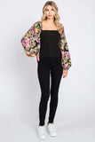 ODDI Full Size Floral Balloon Sleeve Blouse - Trendsi - Flyclothing LLC