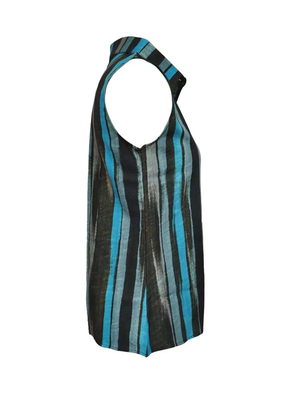 Button Detail Striped Sleeveless Shirt - Trendsi - Flyclothing LLC