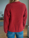 Solid Color Round Neck Long Sleeve Sweater - Trendsi - Flyclothing LLC