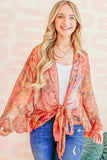 And The Why Front Tie Knot Oversized Print Top - Trendsi - Flyclothing LLC