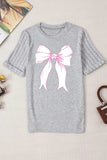 Bow Graphic Round Neck Short Sleeve T-Shirt - Trendsi - Flyclothing LLC