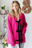 First Love Tie Closure Open Knit Cardigan - Trendsi - Flyclothing LLC