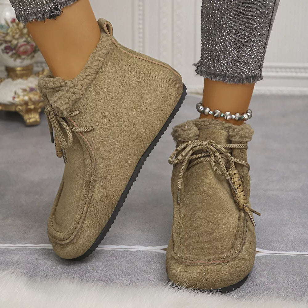 Plush Lined Ankle Boots - Trendsi - Flyclothing LLC